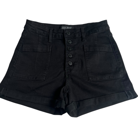 Judy Blue Pants - JUDY BLUE Denim Jean Shorts High Waist Button Fly Black US 29